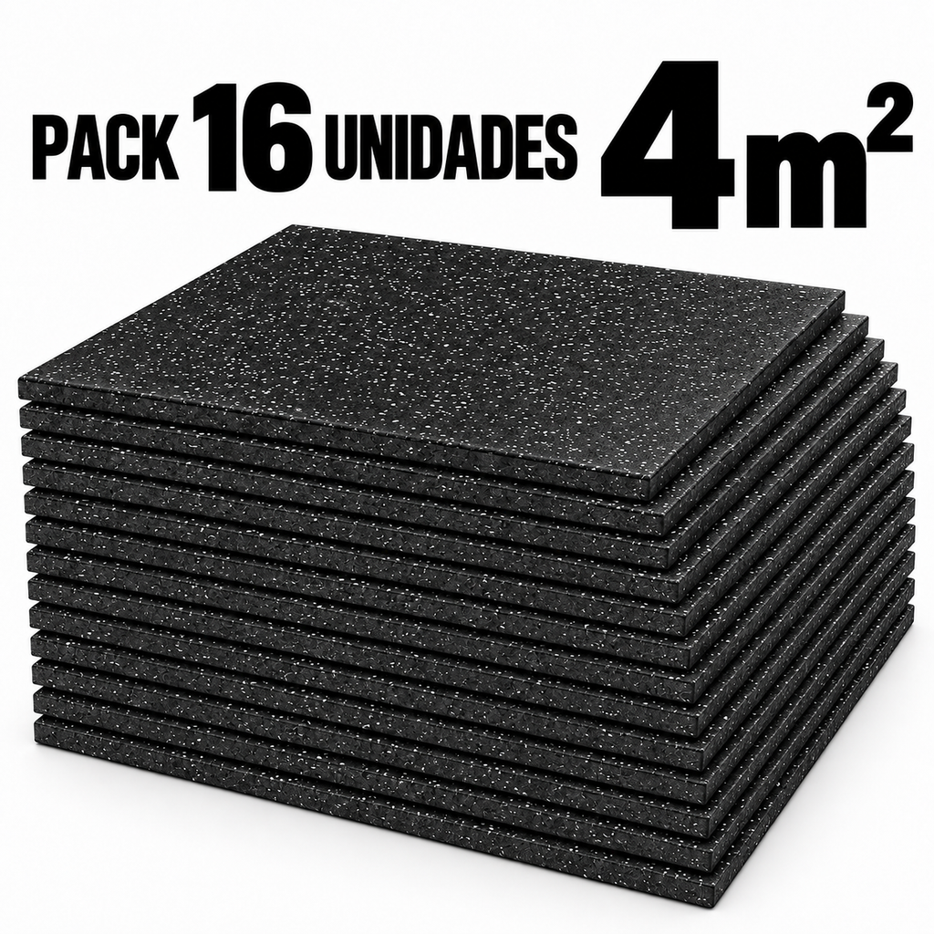 PACK PISO DE CAUCHO 4 M² | 15MM DE ESPESOR ( 16 UNIDADES 50X50CM )