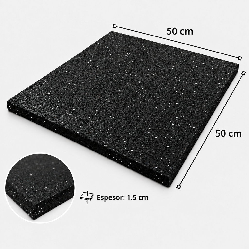 PISO DE CAUCHO 50x50CM 15MM ESPESOR