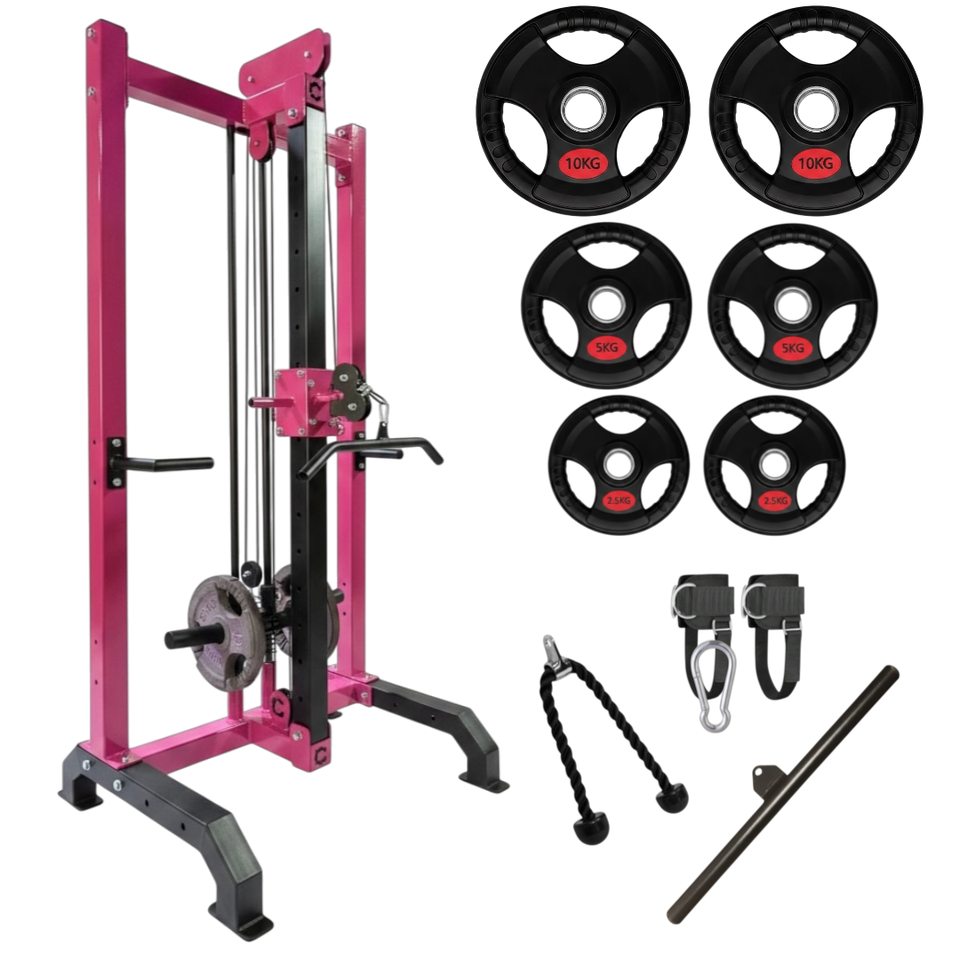 SET POLEA REGULABLE MONSTER + 35kg DISCOS OLÍMPICOS + ACC’S