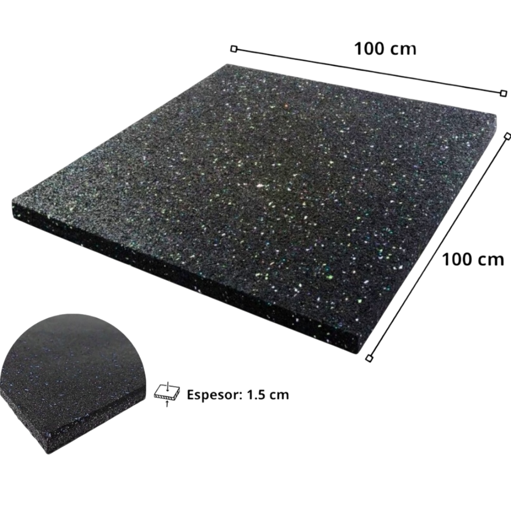 Piso De Caucho 1X1 mt, 15mm de espesor