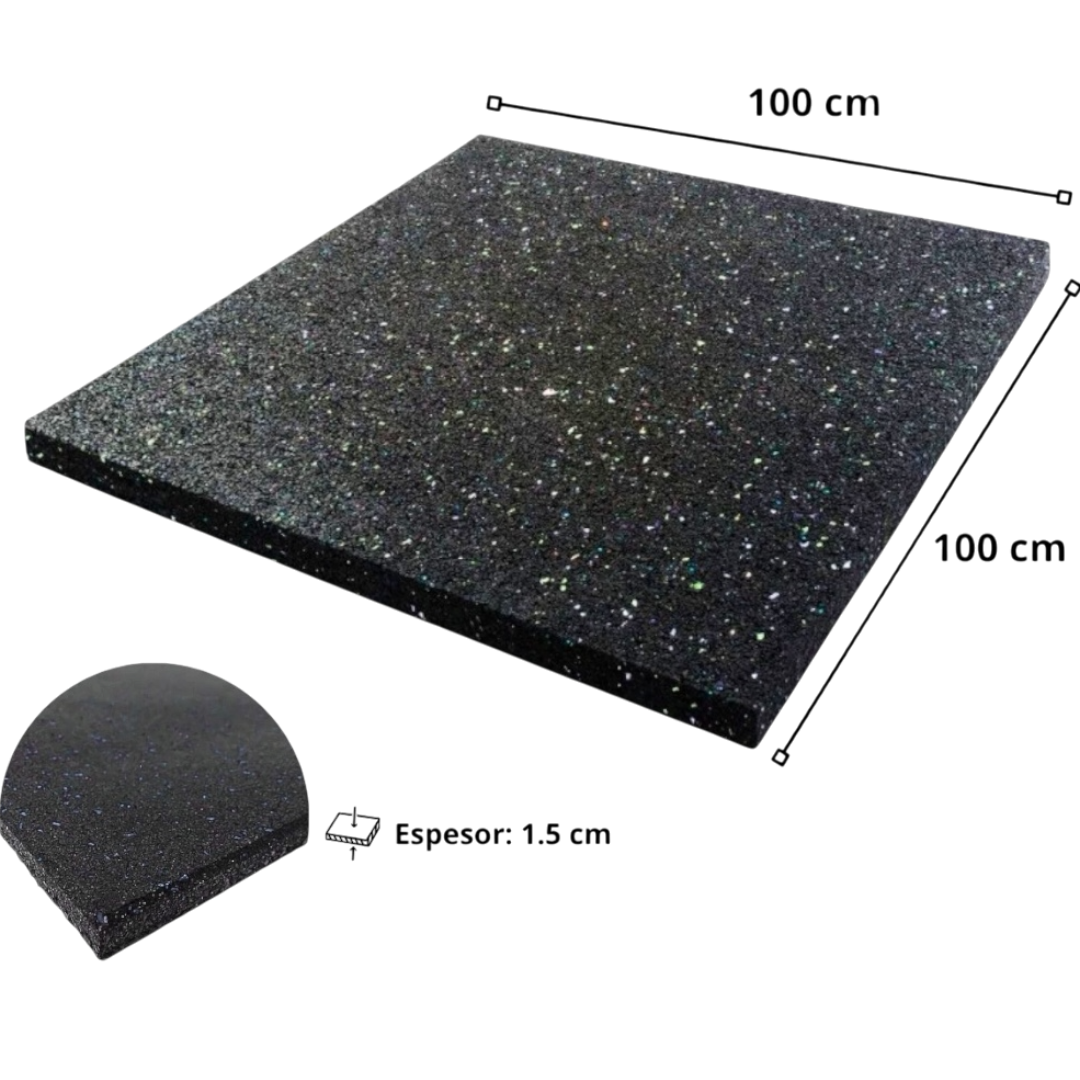 Piso De Caucho 1X1 mt, 15mm de espesor