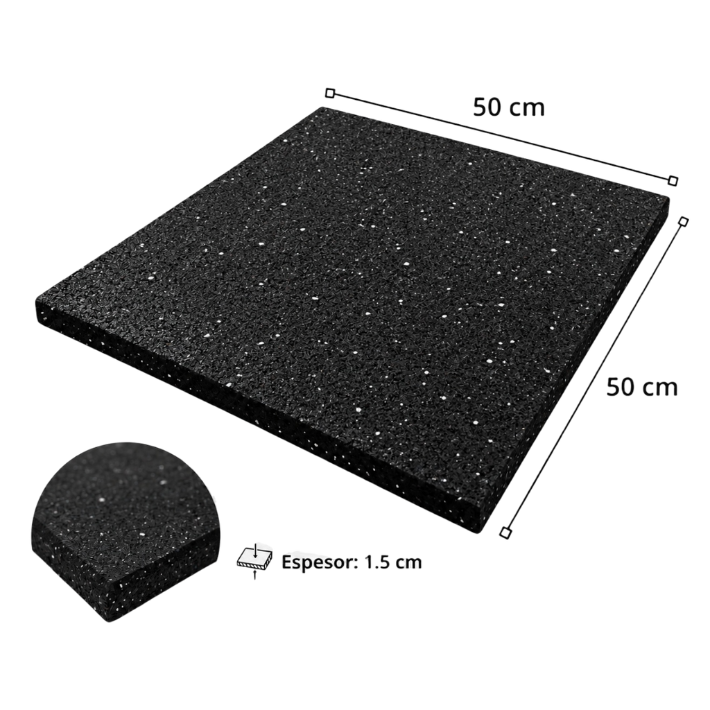 PACK PISO DE CAUCHO 2 M² | 15MM DE ESPESOR ( 8 UNIDADES 50X50CM )