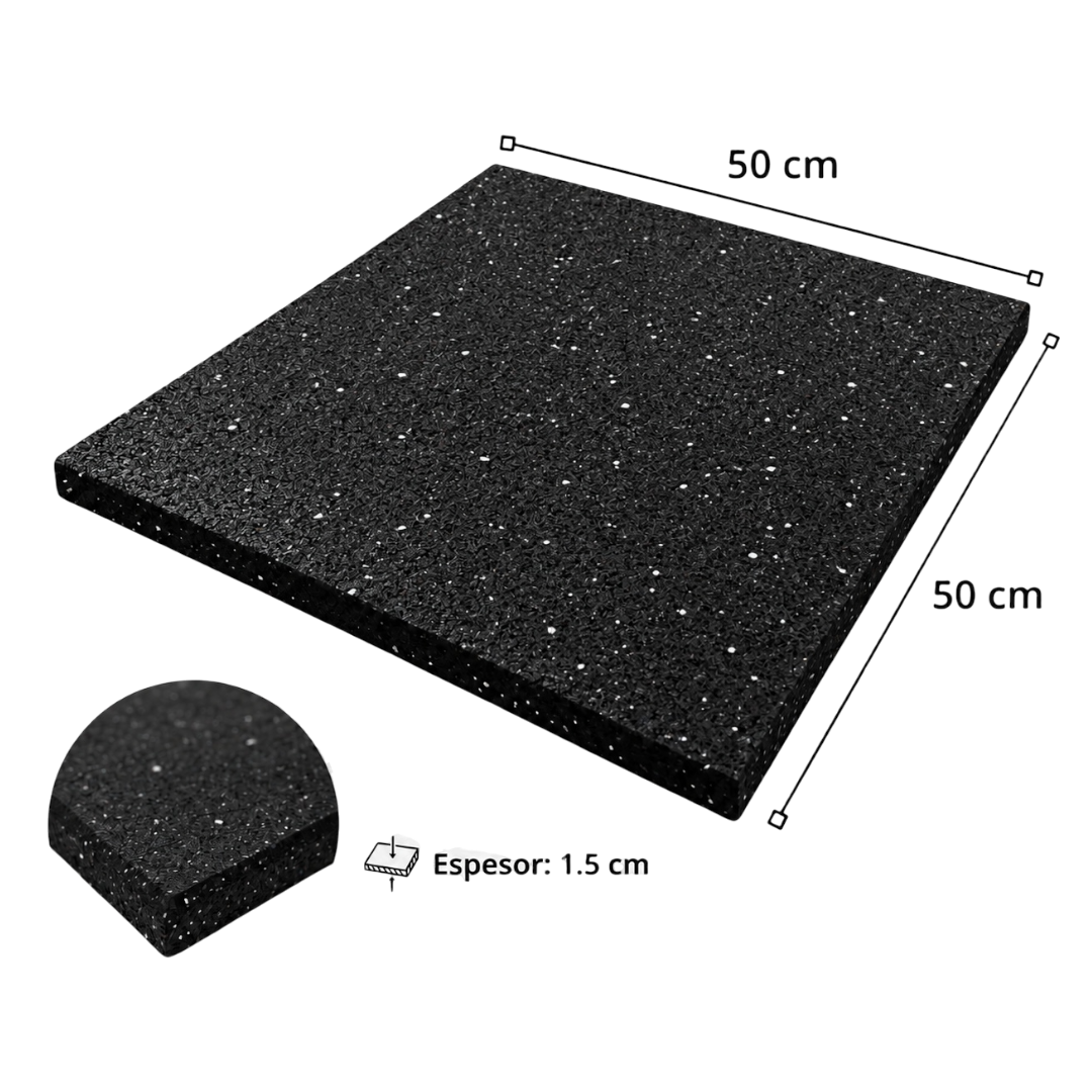 PACK PISO DE CAUCHO 4 M² | 15MM DE ESPESOR ( 16 UNIDADES 50X50CM )
