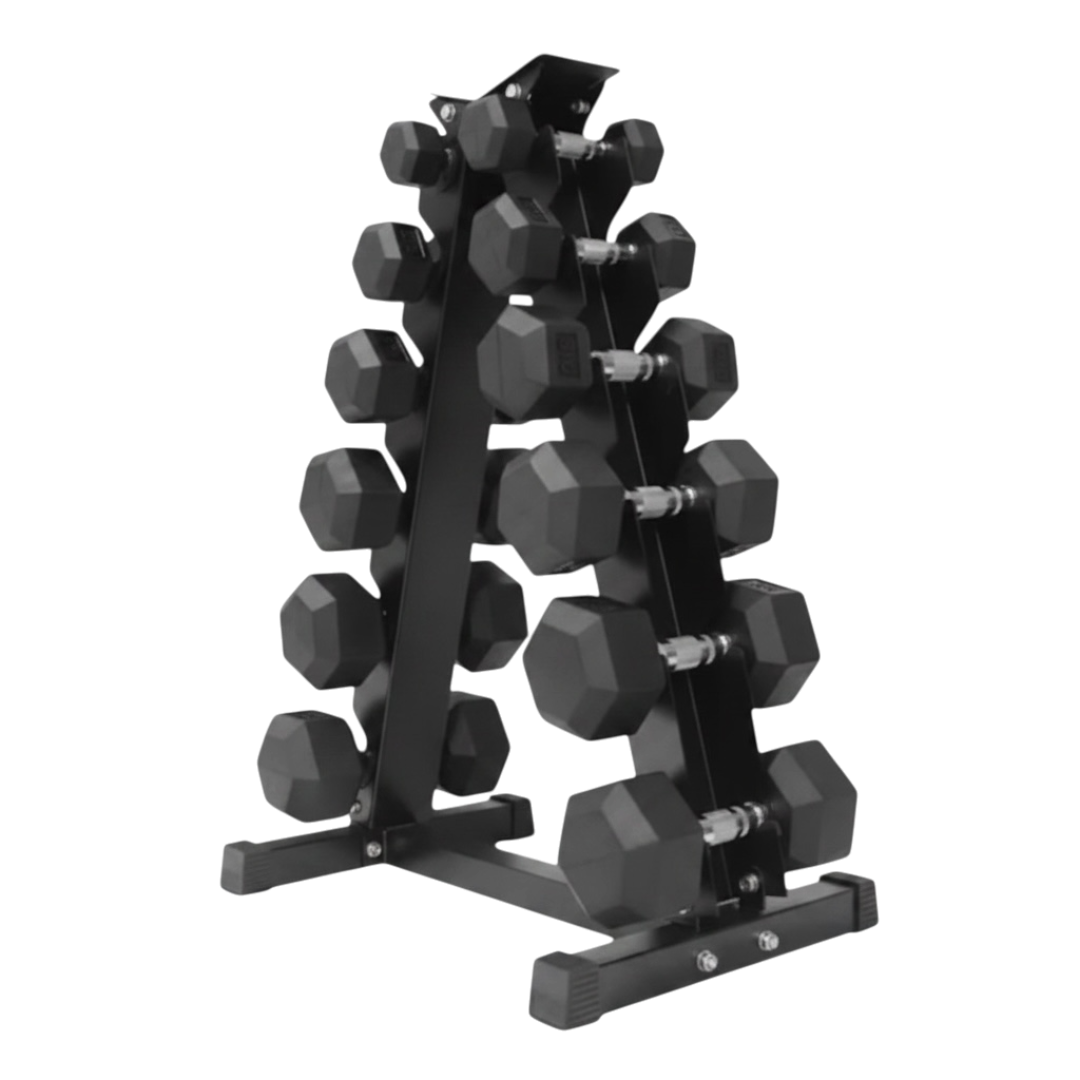 RACK DE MANCUERNAS 6 Niveles + 6 PARES DE MANCUERNAS (105kg)