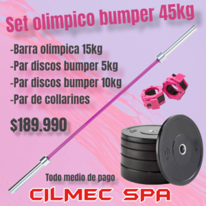Set olimpico bumper 45kg barra 15kg